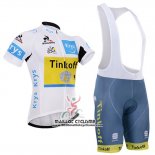 2016 Maillot Ciclismo Tinkoff Lider Jaune et Blanc Manches Courtes et Cuissard