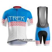 2016 Maillot Ciclismo Trek Bontrager Blanc et Bleu Manches Courtes et Cuissard