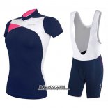 2017 Maillot Ciclismo Femme RH+ Bleu Manches Courtes et Cuissard