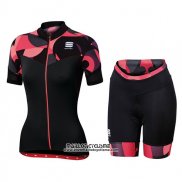 2017 Maillot Ciclismo Femme Sportful Primavera Noir et Rouge Manches Courtes et Cuissard