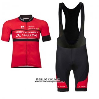 2017 Maillot Ciclismo Femme Vaude Rouge Manches Courtes et Cuissard