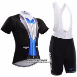 2017 Maillot Ciclismo Sobycle Noir et Bleu Manches Courtes et Cuissard