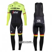 2017 Maillot Ciclismo Trek Segafredo Noir et Jaune Manches Longues et Cuissard