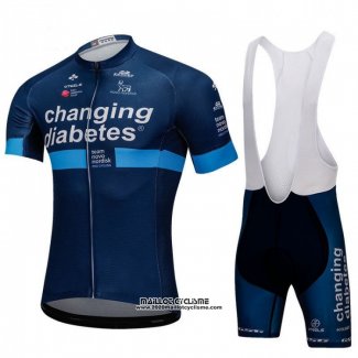 2018 Maillot Ciclismo Changing Diabetes Bleu Manches Courtes et Cuissard