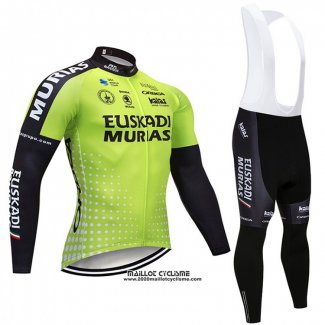 2018 Maillot Ciclismo Euskadi Murias Vert et Noir Manches Longues et Cuissard