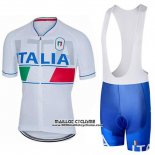 2018 Maillot Ciclismo Italie Blanc Manches Courtes et Cuissard