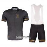 2018 Maillot Ciclismo Maloja Pushbikersm Noir Jaune Manches Courtes et Cuissard