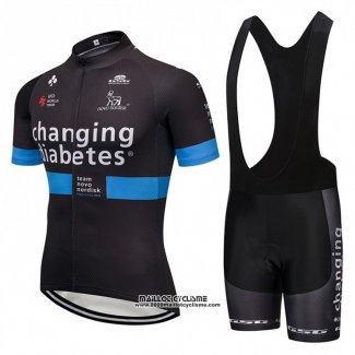 2018 Maillot Ciclismo Novo Nordisk Noir et Bleu Manches Courtes et Cuissard