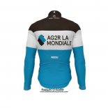 2019 Maillot Ciclismo Ag2r La Mondiale Noir Blanc Bleu Manches Longues et Cuissard