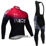 2019 Maillot Ciclismo Castelli Ineos Noir Rouge Manches Longues et Cuissard