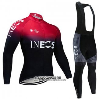 2019 Maillot Ciclismo Castelli Ineos Noir Rouge Manches Longues et Cuissard