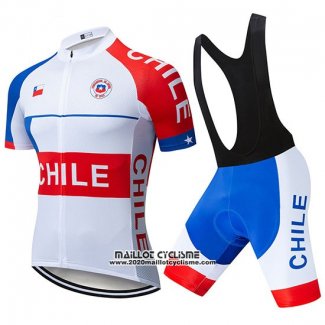 2019 Maillot Ciclismo Chili Blanc Rouge Manches Courtes et Cuissard