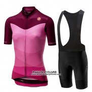 2019 Maillot Ciclismo Femme Castelli Tabula Rose Manches Courtes et Cuissard