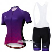 2019 Maillot Ciclismo Femme Miloto Violet Manches Courtes et Cuissard