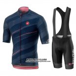 2019 Maillot Ciclismo Giro D'italie Fonce Bleu Manches Courtes et Cuissard