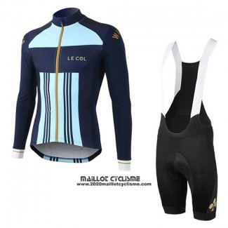 2019 Maillot Ciclismo Lecol Azur Bleu Manches Longues et Cuissard