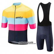 2019 Maillot Ciclismo Morvelo Jaune Rose Noir Manches Courtes et Cuissard