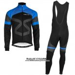 2019 Maillot Ciclismo Nalini Noir Bleu Manches Longues et Cuissard