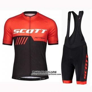 2019 Maillot Ciclismo Scott Noir Rouge Manches Courtes et Cuissard