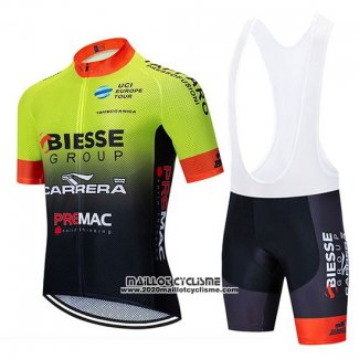 2020 Maillot Ciclismo Biesse Carrera Vert Noir Manches Courtes et Cuissard