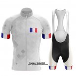2020 Maillot Ciclismo Champion France Blanc Manches Courtes et Cuissard