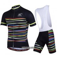 2020 Maillot Ciclismo Ripple Noir Jaune Manches Courtes et Cuissard