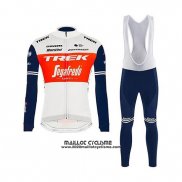 2020 Maillot Ciclismo Trek Segafredo Blanc Rouge Noir Manches Longues et Cuissard