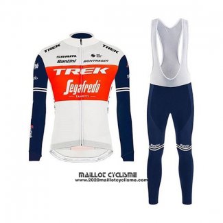 2020 Maillot Ciclismo Trek Segafredo Blanc Rouge Noir Manches Longues et Cuissard