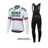 2020 Maillot Ciclismo UCI Mondo Champion Bora Blanc Manches Longues et Cuissard