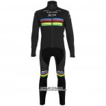 2020 Maillot Ciclismo UCI Mondo Champion Trek Segafredo Noir Manches Longues et Cuissard