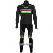 2020 Maillot Ciclismo UCI Mondo Champion Trek Segafredo Noir Manches Longues et Cuissard