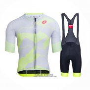 2021 Maillot Cyclisme Castelli Lumiere Jaune Blanc Manches Courtes et Cuissard