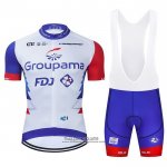2021 Maillot Cyclisme Groupama-FDJ Rouge Bleu Blanc Manches Courtes et Cuissard