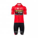2021 Maillot Cyclisme Jumbo Visma Rouge Manches Courtes et Cuissard