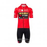 2021 Maillot Cyclisme Jumbo Visma Rouge Manches Courtes et Cuissard