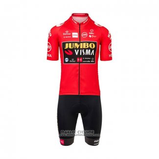 2021 Maillot Cyclisme Jumbo Visma Rouge Manches Courtes et Cuissard