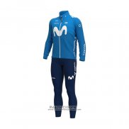 2021 Maillot Cyclisme Movistar Bleu Manches Longues et Cuissard