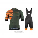 2021 Maillot Cyclisme Nalini Vert Orange Manches Courtes et Cuissard