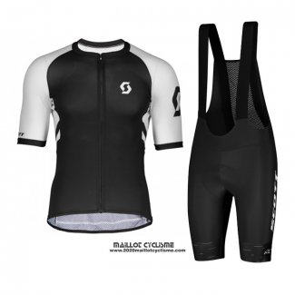 2021 Maillot Cyclisme Scott Noir Blanc Manches Courtes et Cuissard