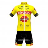 2022 Maillot Cyclisme Bingoal WB Jaune Manches Courtes et Cuissard