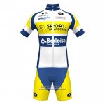 2022 Maillot Cyclisme Sport Vlaanderen-baloise Bleu Jaune Manches Courtes et Cuissard