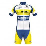 2022 Maillot Cyclisme Sport Vlaanderen-baloise Bleu Jaune Manches Courtes et Cuissard