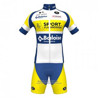 2022 Maillot Cyclisme Sport Vlaanderen-baloise Bleu Jaune Manches Courtes et Cuissard