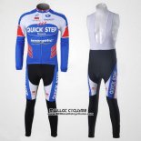 2011 Maillot Ciclismo Quick Step Floor Blanc et Azur Manches Longues et Cuissard