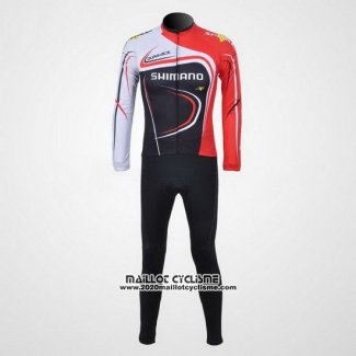 2011 Maillot Ciclismo Shimano Rouge et Noir Manches Longues et Cuissard