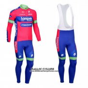 2012 Maillot Ciclismo Lampre Merida Rose et Azur Manches Longues et Cuissard