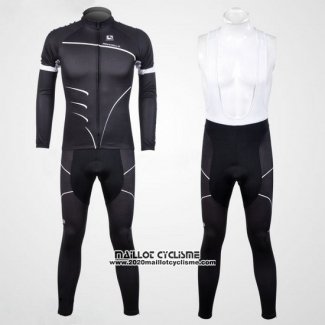 2012 Maillot Ciclismo Pinarello Noir et Blanc Manches Longues et Cuissard