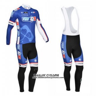 2013 Maillot Ciclismo FDJ Bleu Manches Longues et Cuissard