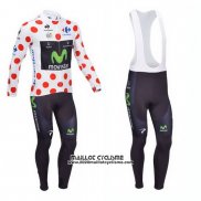 2013 Maillot Ciclismo Movistar Lider Blanc et Rouge Manches Longues et Cuissard