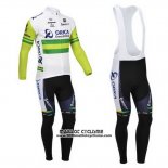 2013 Maillot Ciclismo Orica GreenEDGE Blanc et Vert Manches Longues et Cuissard